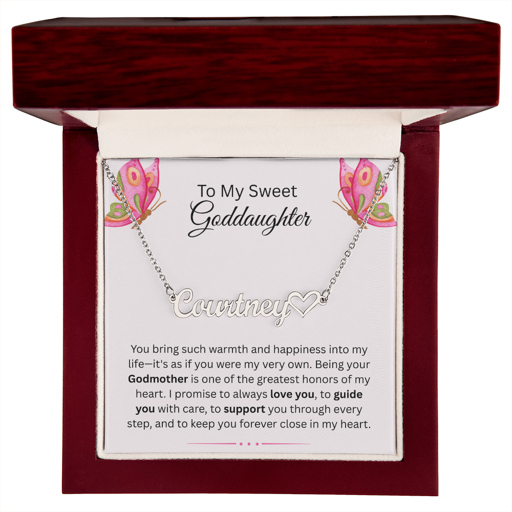 To My Sweet Goddaughter | My Very Own | Heart Name Necklace