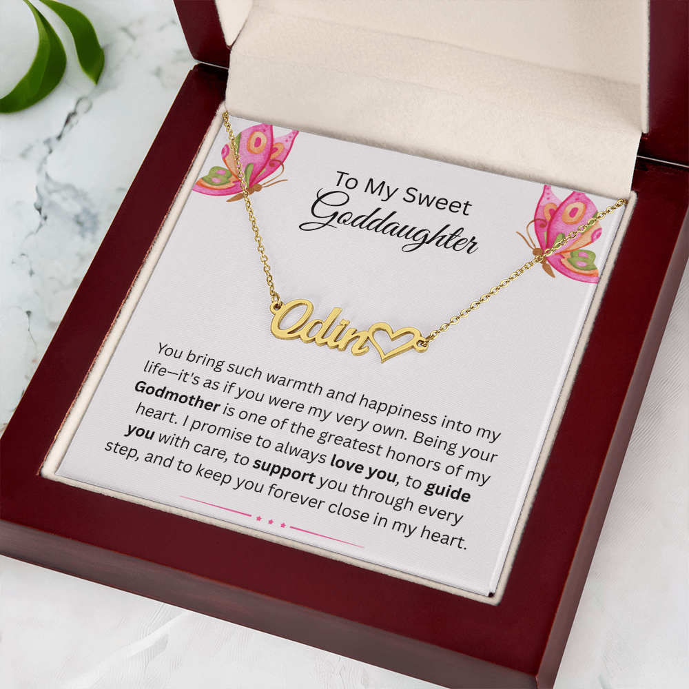 To My Sweet Goddaughter | My Very Own | Heart Name Necklace