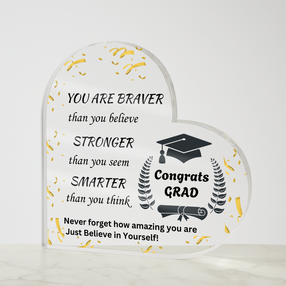 Congrats Grad | Never Forget | Printed Heart Acrylic Plaque