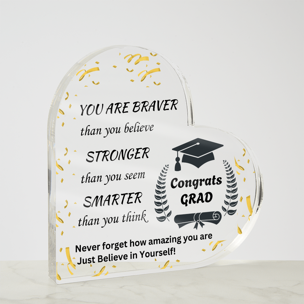 Congrats Grad | Never Forget | Printed Heart Acrylic Plaque