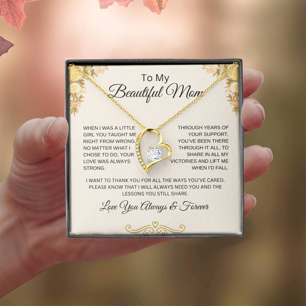 To My Beautiful Mom | You Taught Me | Forever Love Necklace