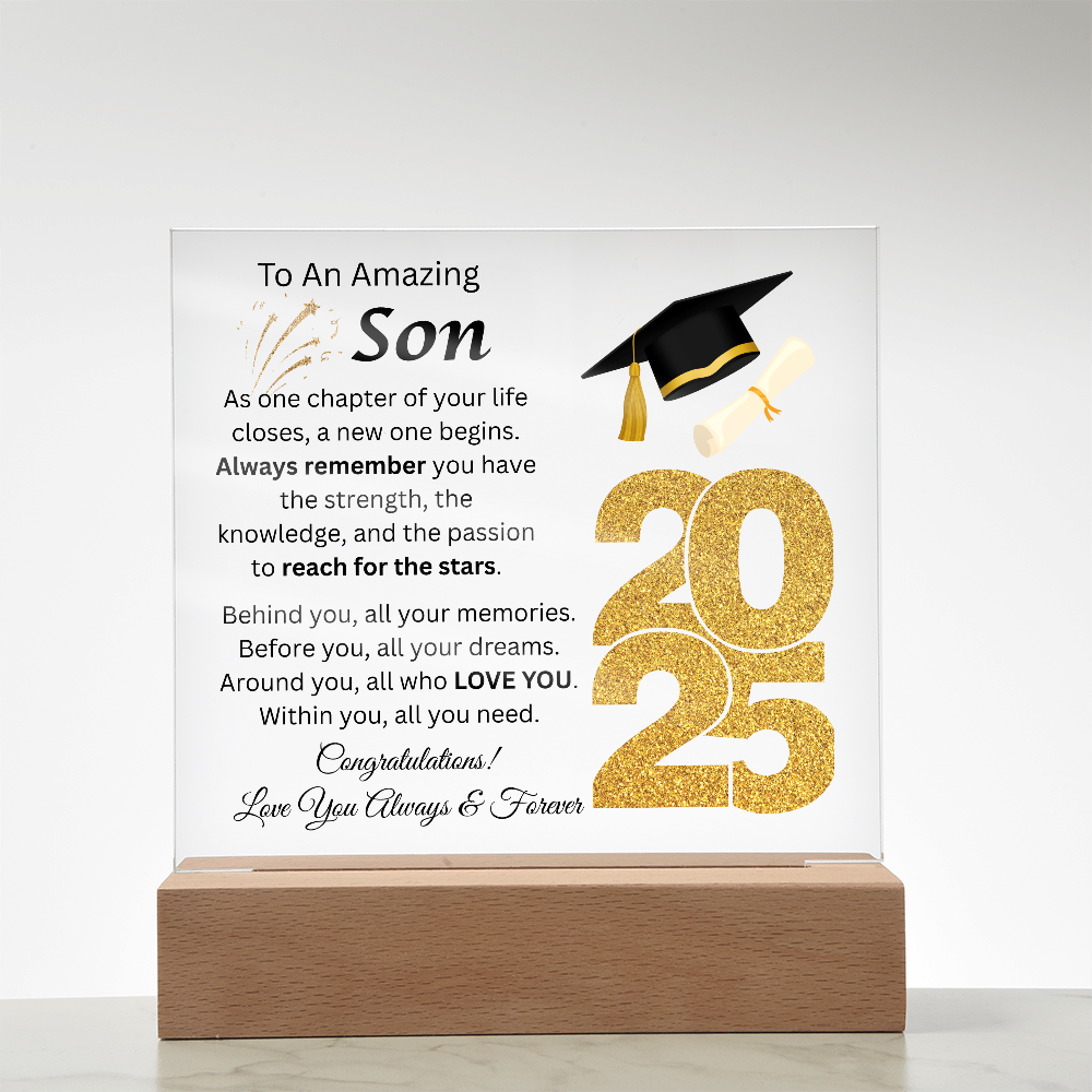 To An Amazing Son | Congratulations | Grad | Printed Acrylic Plaque w/(LED)