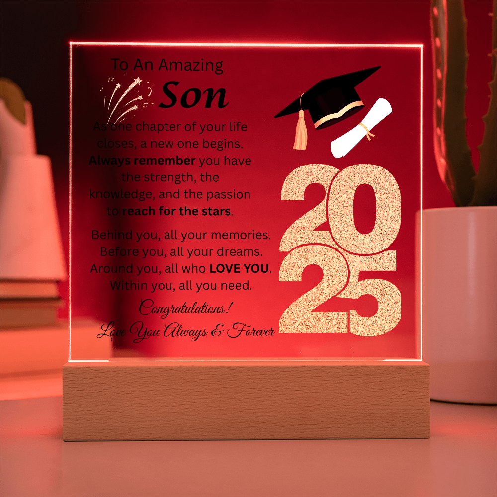 To An Amazing Son | Congratulations | Grad | Printed Acrylic Plaque w/(LED)