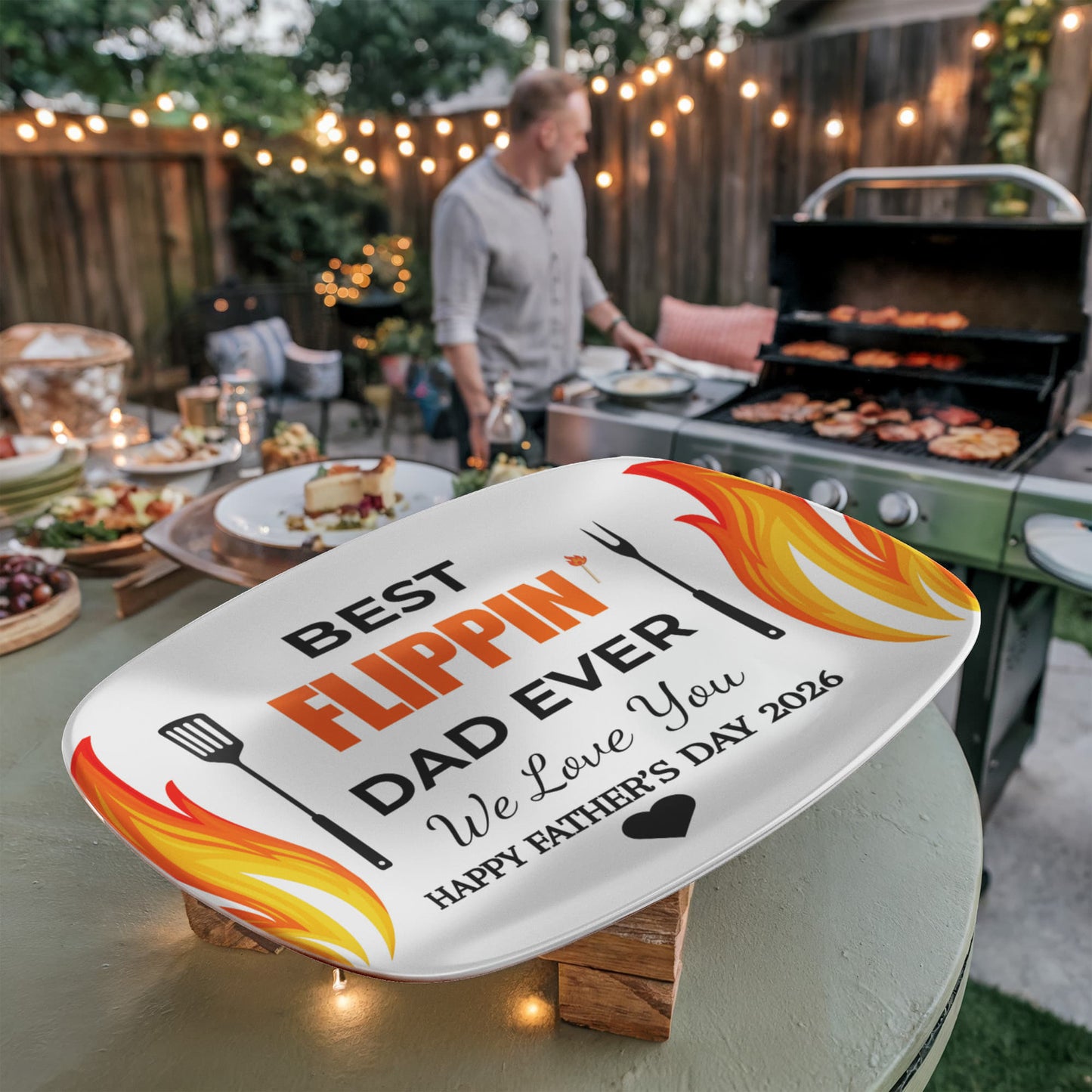 Best Flippin Dad Ever Platter, BBQ Serving Tray for Dad, Father's Day Gift 2026, Grill Master Gift, Kitchen Decor for Dad, Dad Gift from Kids