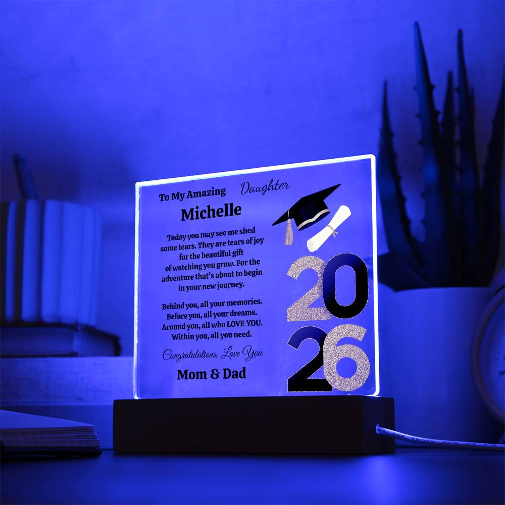 Personalized To My Daughter Graduation Acrylic Plaque With LED