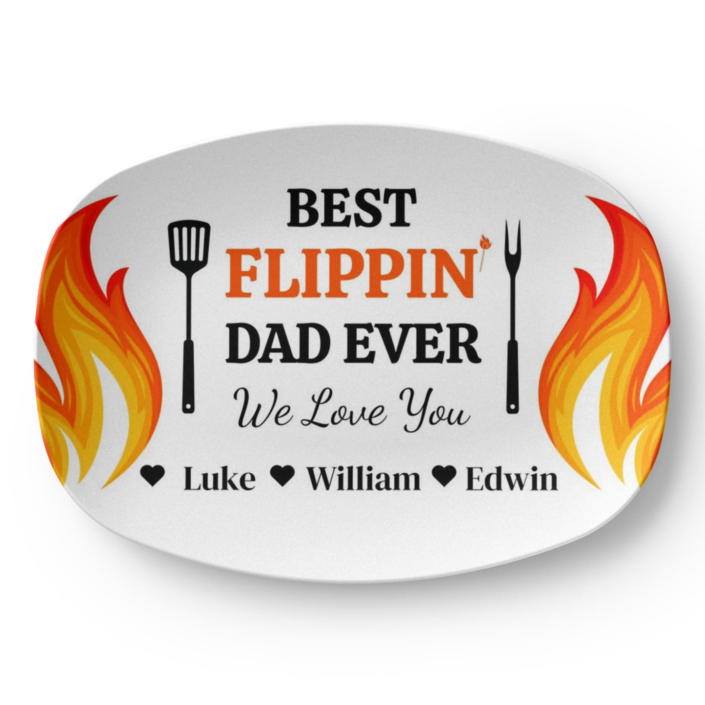 Best Flippin' Dad |We Love You |Personalized Custom Grill 10”x 14” Platter | Gifts For Dad