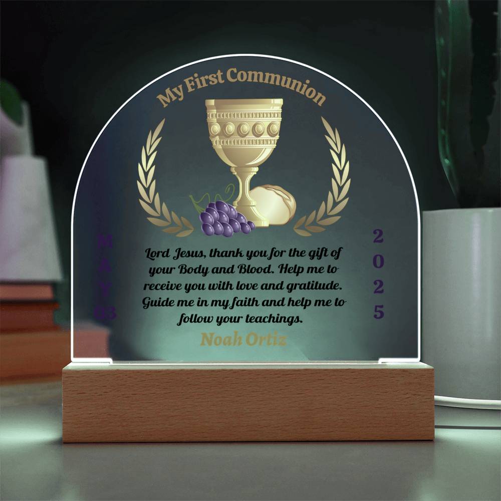 My First Communion | Prayer Lord Jesus | Personalized Acrylic Dome Plaque