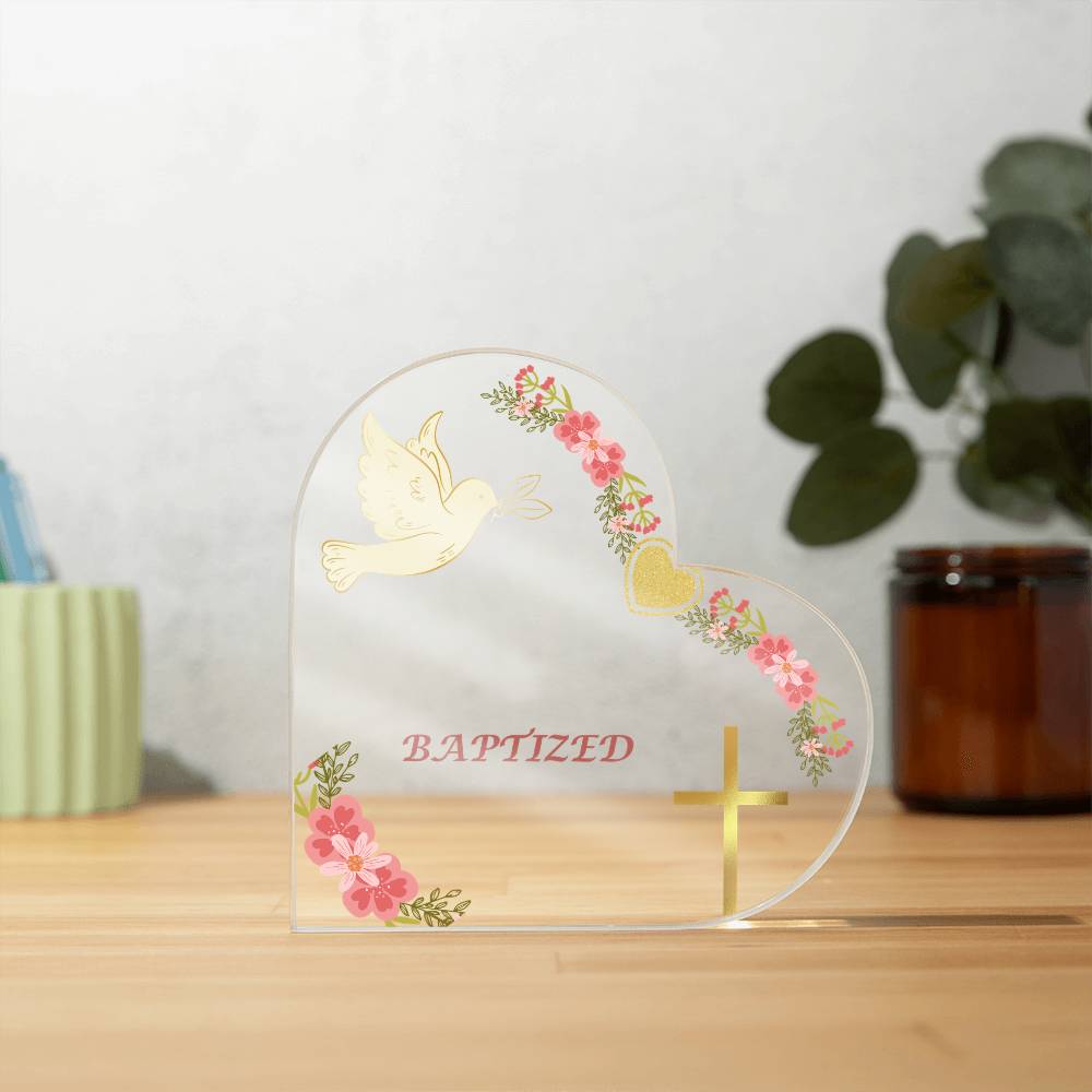 Baptism Memory |Child's Name & Date |Personalized Acrylic Heart Plaque