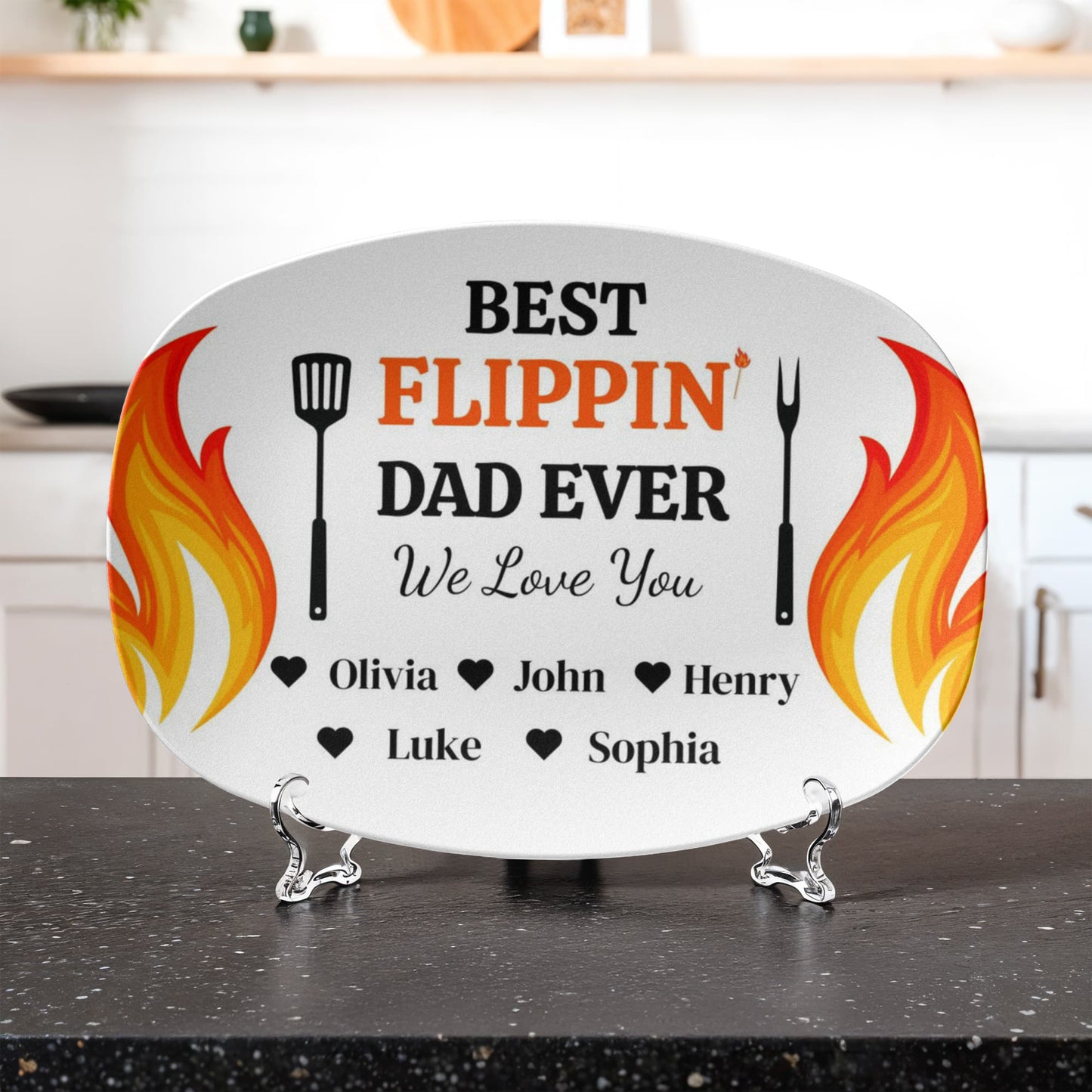 Best Flippin' Dad |We Love You |Personalized Custom Grill 10”x 14” Platter | Gifts For Dad