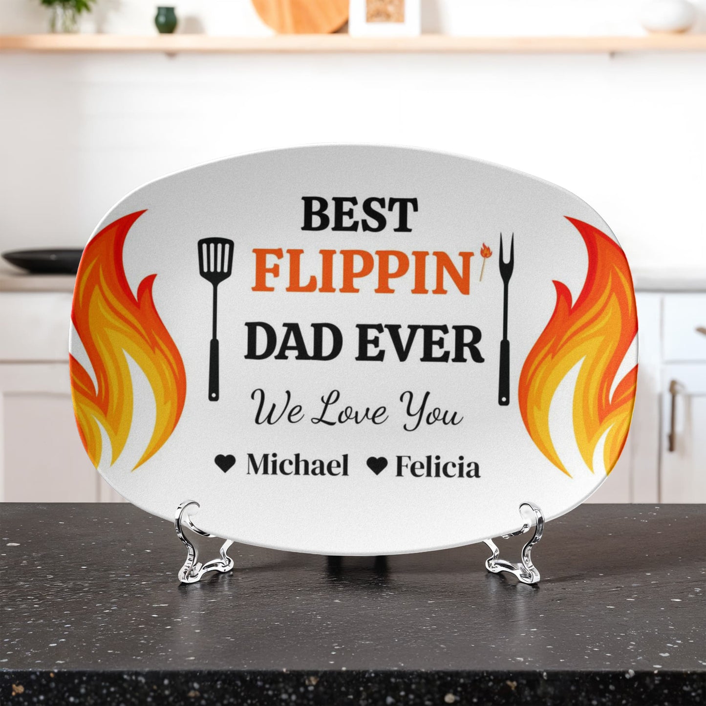 Best Flippin' Dad |We Love You |Personalized Custom Grill 10”x 14” Platter | Gifts For Dad