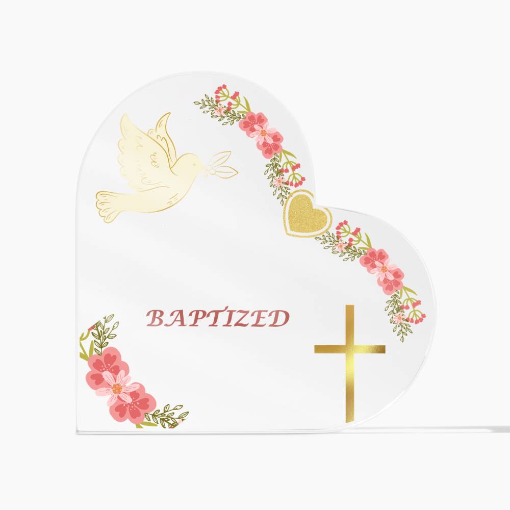 Baptism Memory |Child's Name & Date |Personalized Acrylic Heart Plaque