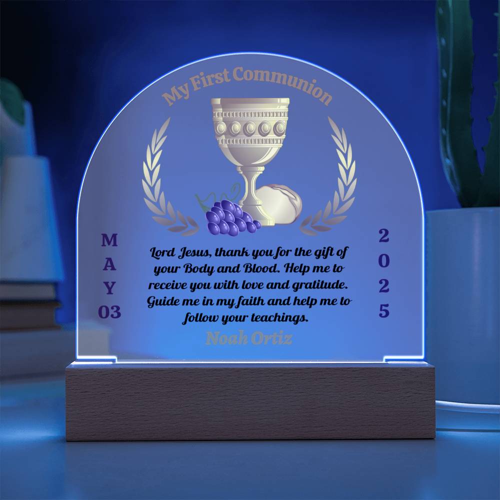 My First Communion | Prayer Lord Jesus | Personalized Acrylic Dome Plaque