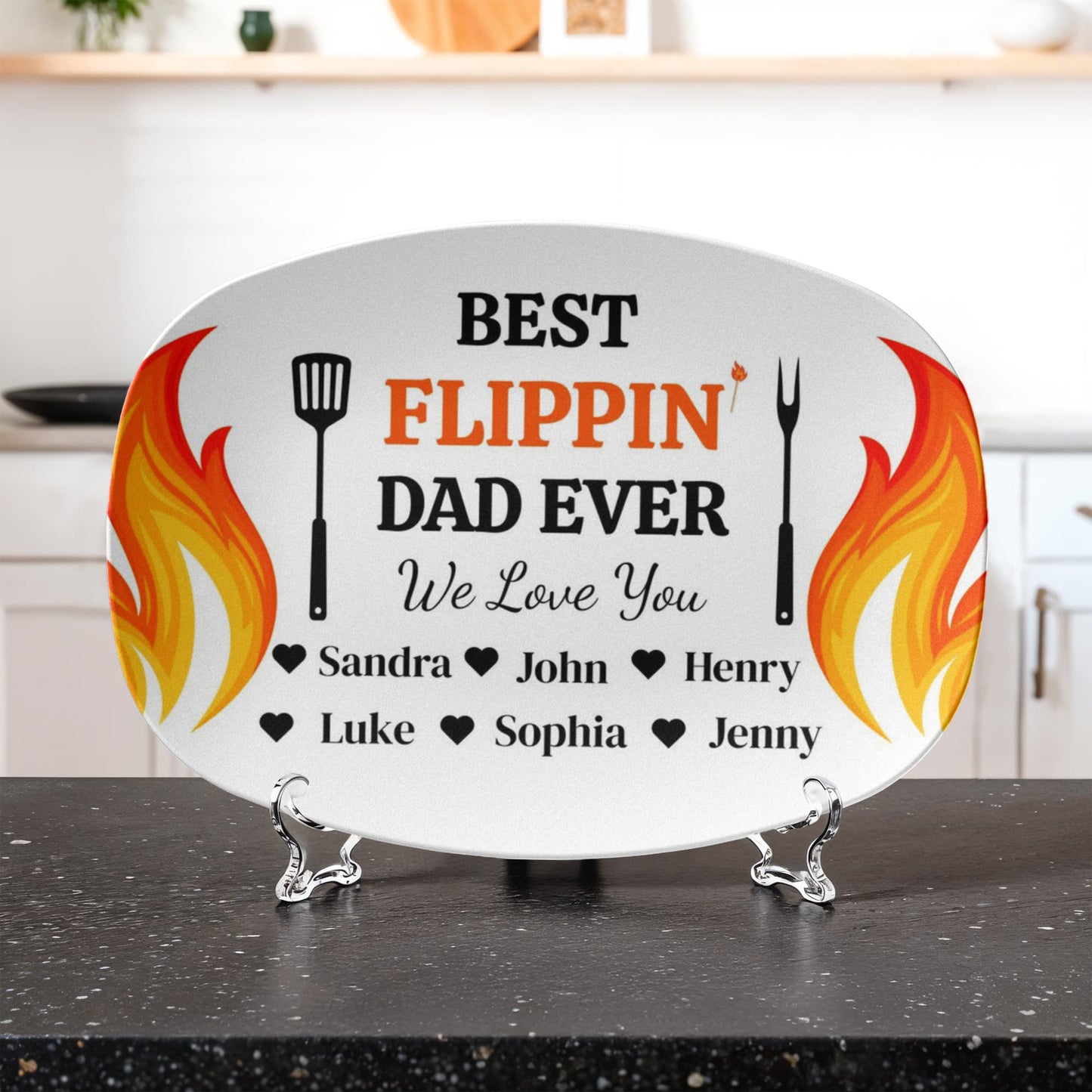 Best Flippin' Dad |We Love You |Personalized Custom Grill 10”x 14” Platter | Gifts For Dad