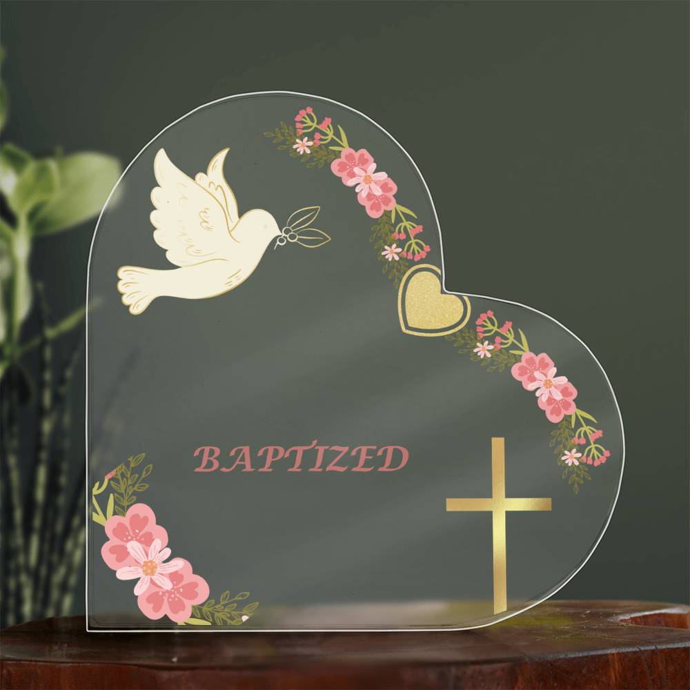Baptism Memory |Child's Name & Date |Personalized Acrylic Heart Plaque