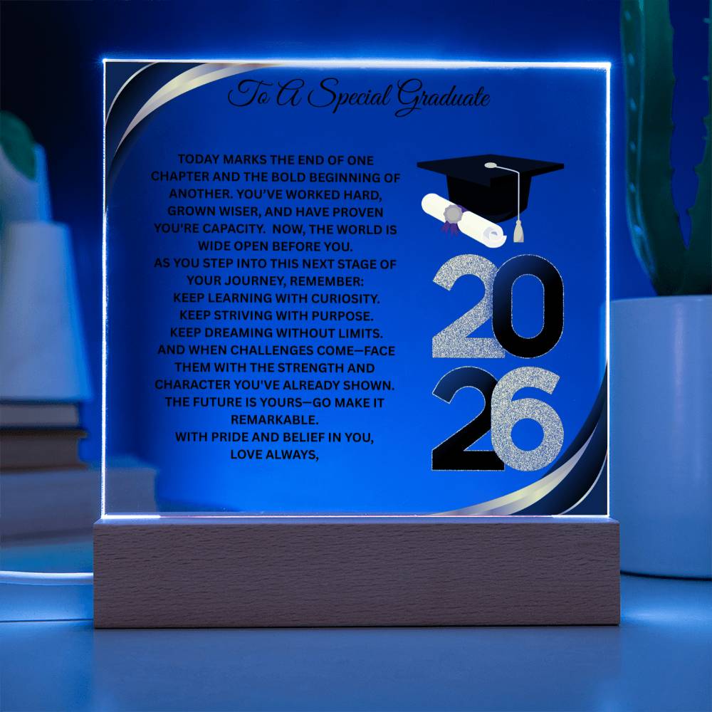 Personalized Graduation Acrylic Plaque Gift 2026 | LED Light Keepsake for Graduate | Inspirational Graduation Gift | Class of 2026 Gift | Senior Grad Decor
