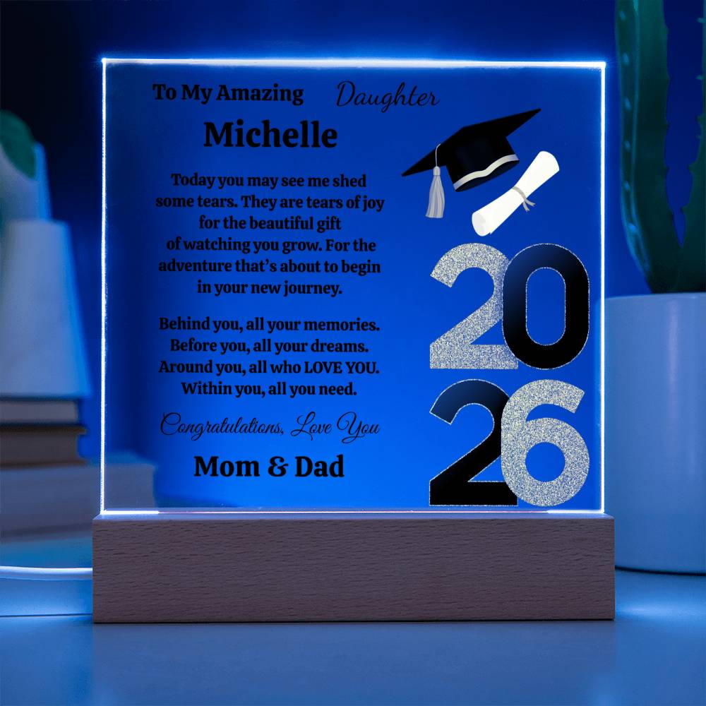 Personalized To My Daughter Graduation Acrylic Plaque With LED