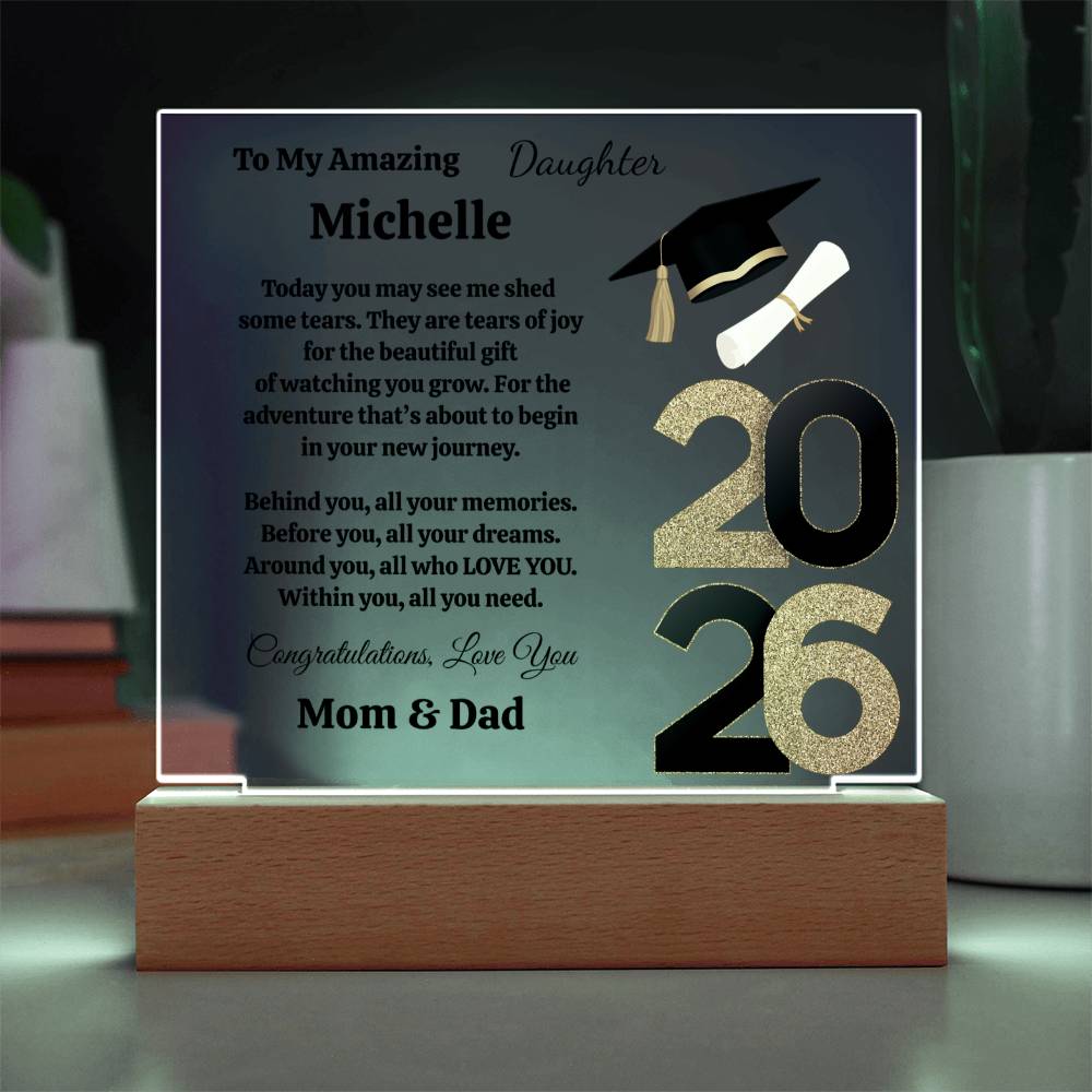 Personalized To My Daughter Graduation Acrylic Plaque With LED