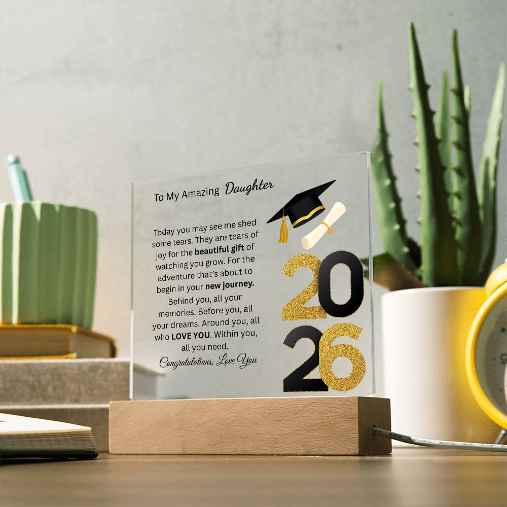 Personalized Amazing Daughter Acrylic Square Plaque (w/LED) Graduation 2026
