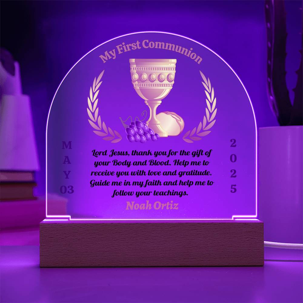 My First Communion | Prayer Lord Jesus | Personalized Acrylic Dome Plaque