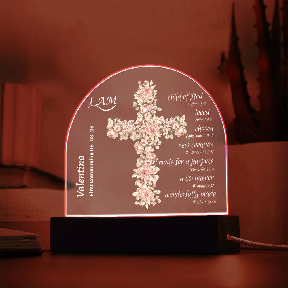 Personalized Acrylic Dome Plaque For Child | I AM with Bible Verses|Religious Event | Baptism | First Communion | Confirmation