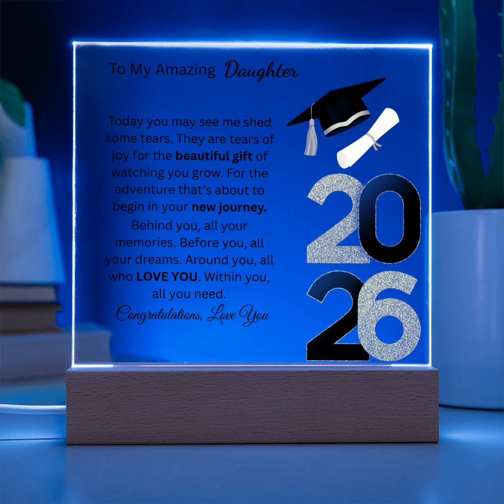 Personalized Amazing Daughter Acrylic Square Plaque (w/LED) Graduation 2026