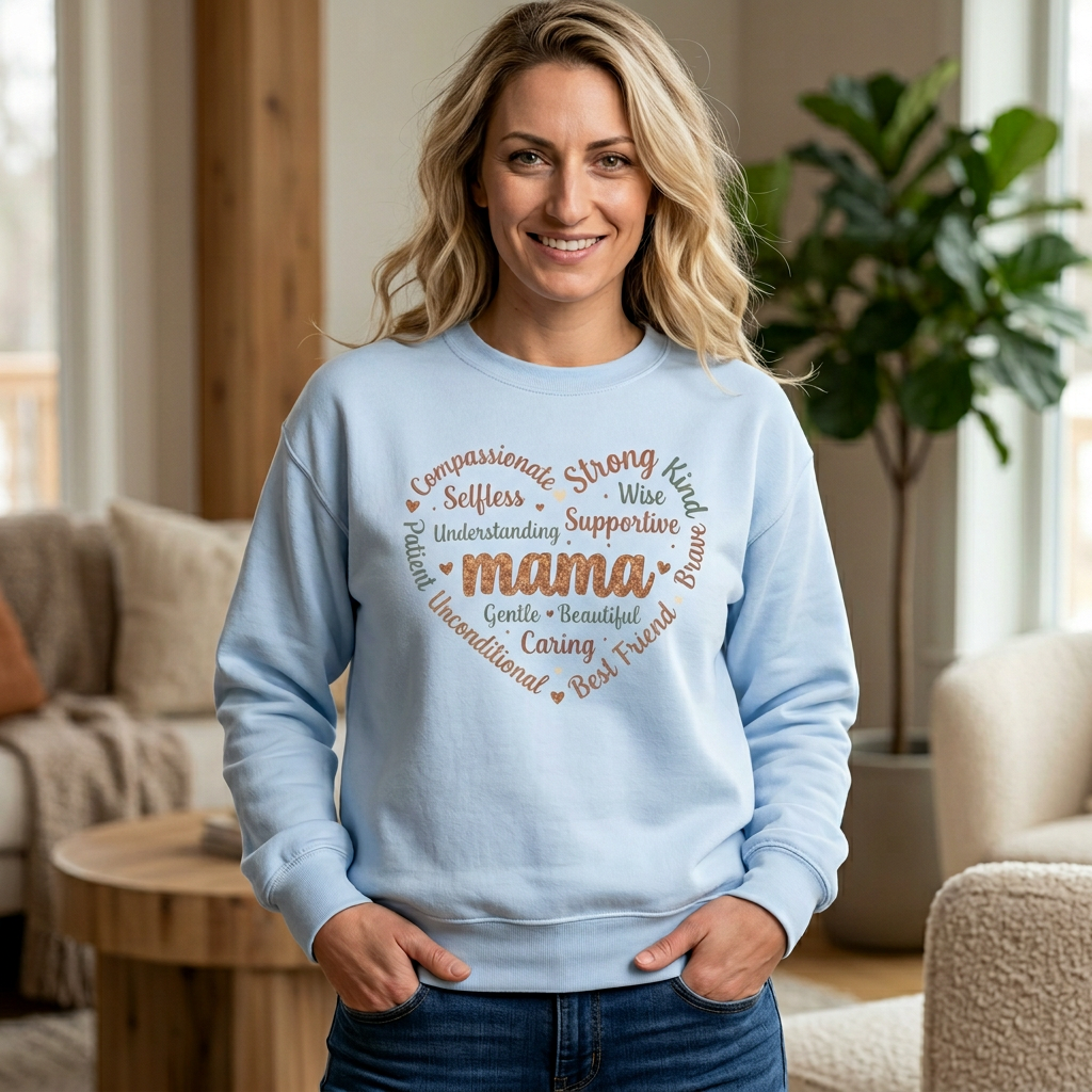 Mama Heart Word Art Sweatshirt — Cute Mother's Day Gift for Mom