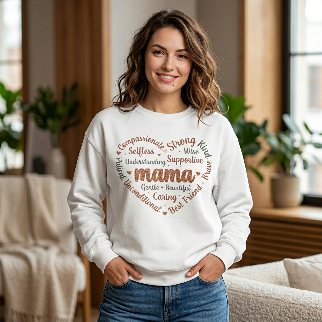 Mama Heart Word Art Sweatshirt — Cute Mother's Day Gift for Mom