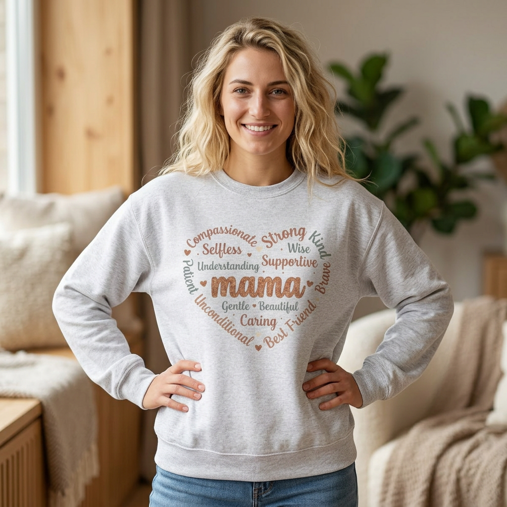 Mama Heart Word Art Sweatshirt — Cute Mother's Day Gift for Mom