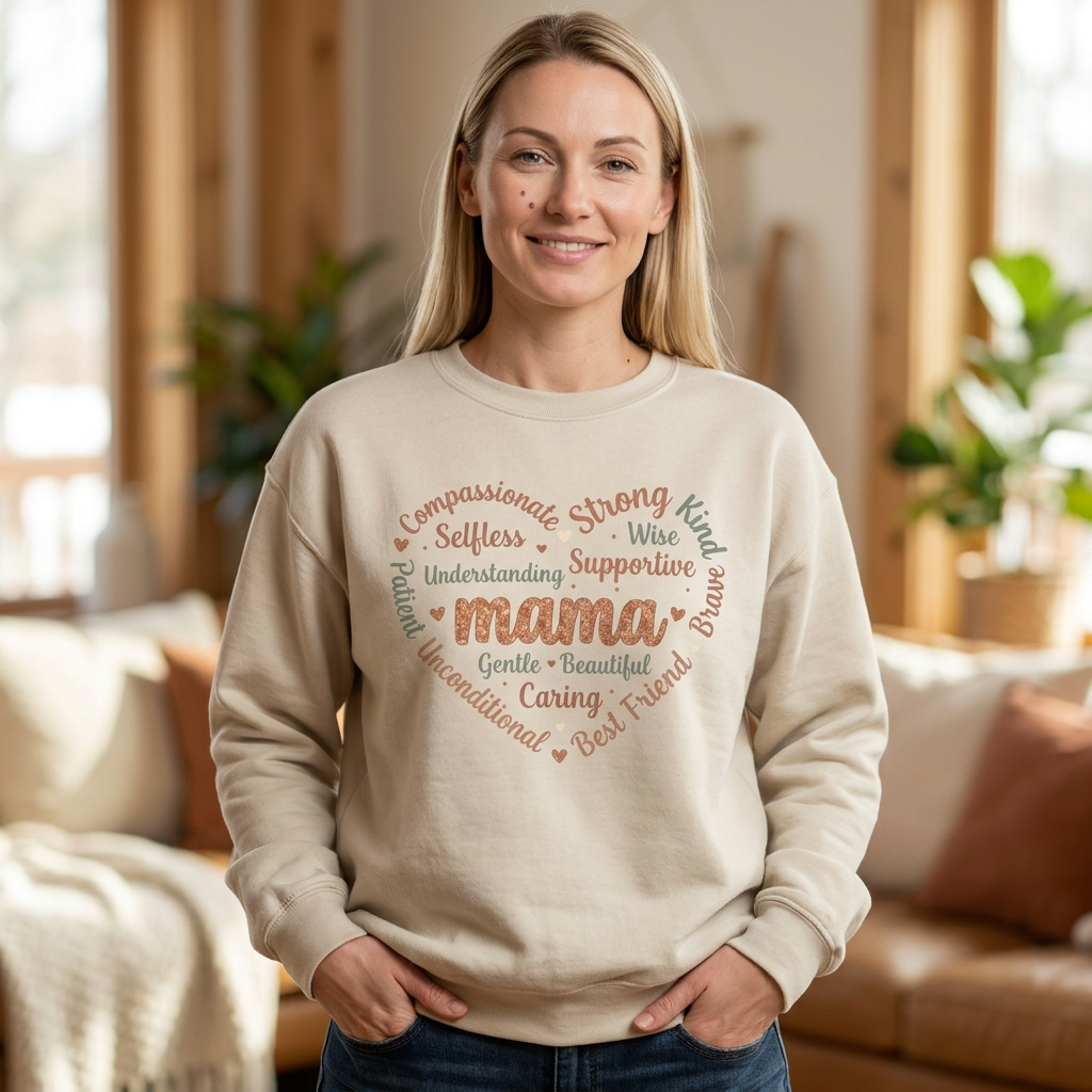 Mama Heart Word Art Sweatshirt — Cute Mother's Day Gift for Mom