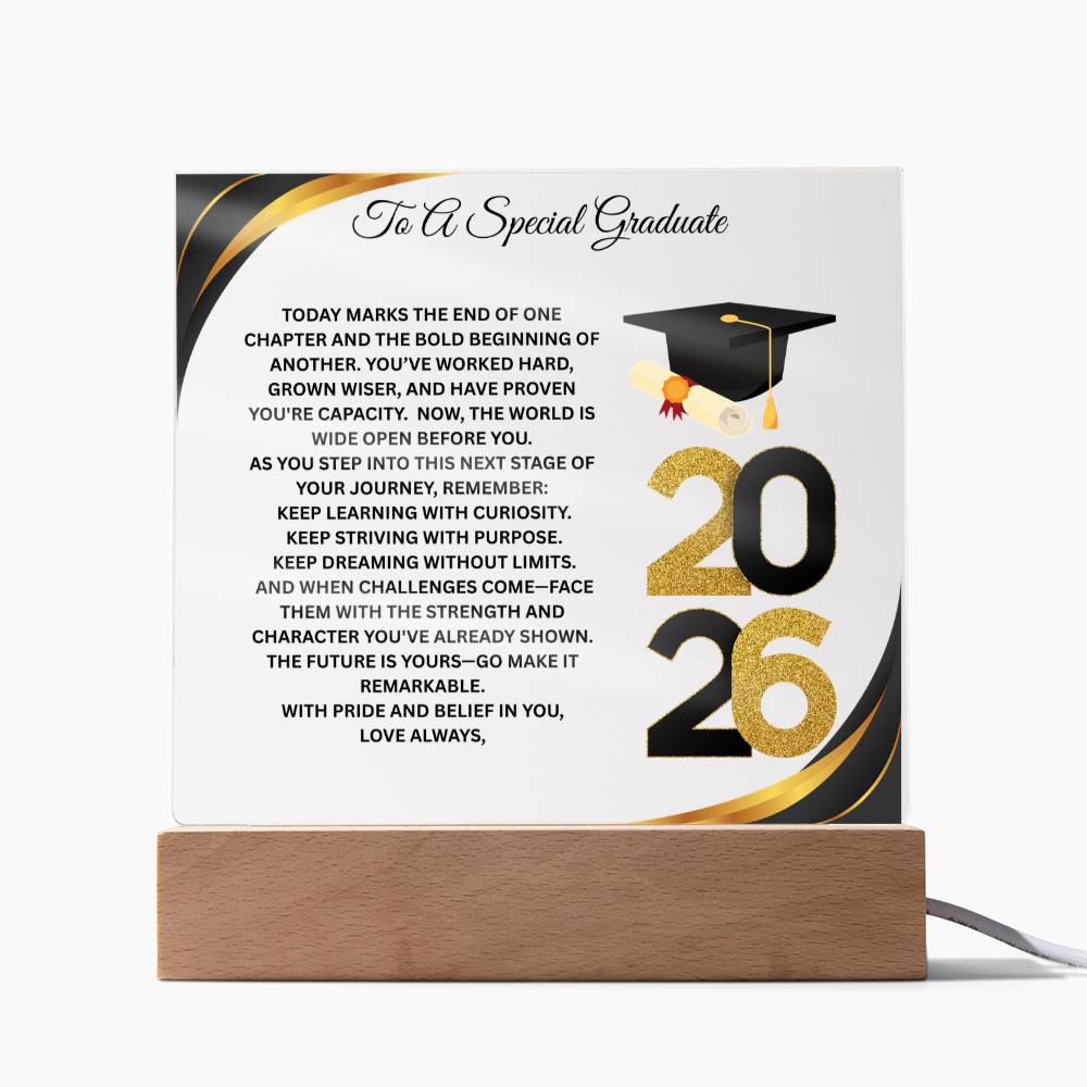 Personalized Graduation Acrylic Plaque Gift 2026 | LED Light Keepsake for Graduate | Inspirational Graduation Gift | Class of 2026 Gift | Senior Grad Decor