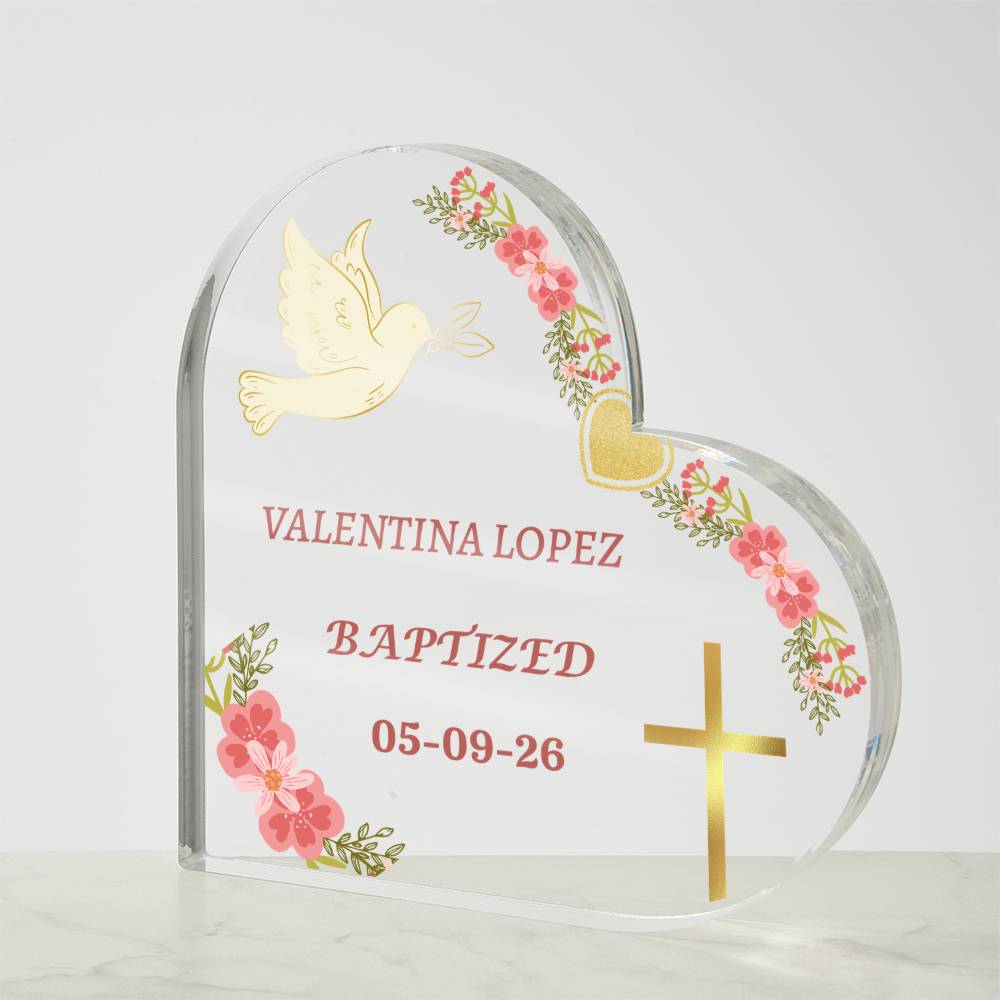 Personalized Baptism Acrylic Plaque, Baby Baptism Gift, Christening Keepsake, Custom Name Date Plaque, Religious Gift for Girl, Godchild Gift
