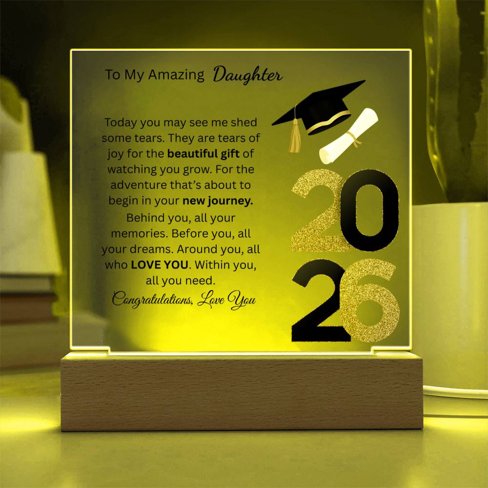Personalized Amazing Daughter Acrylic Square Plaque (w/LED) Graduation 2026