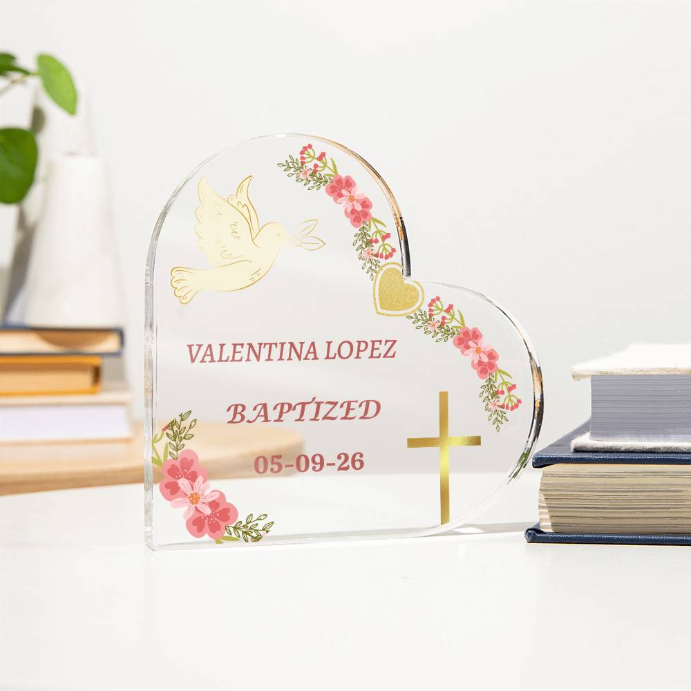 Personalized Baptism Acrylic Plaque, Baby Baptism Gift, Christening Keepsake, Custom Name Date Plaque, Religious Gift for Girl, Godchild Gift