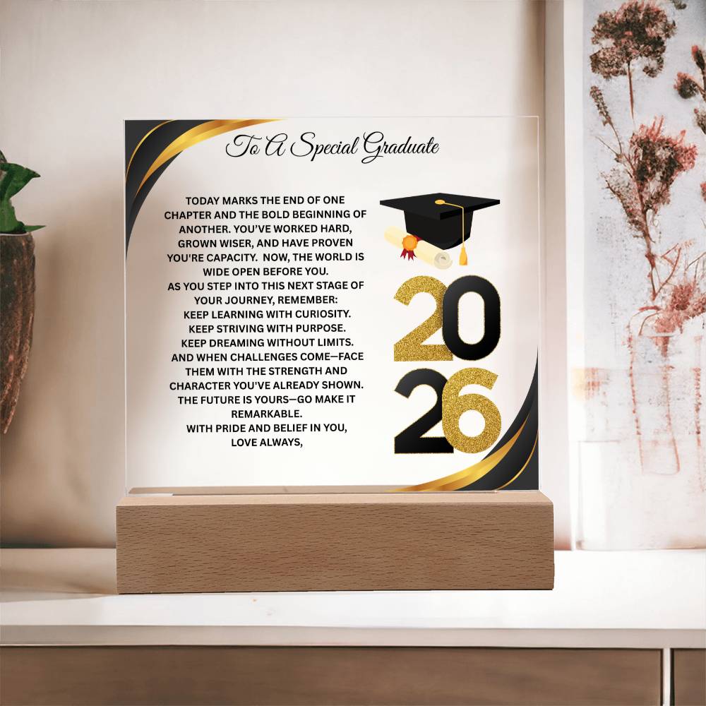 Personalized Graduation Acrylic Plaque Gift 2026 | LED Light Keepsake for Graduate | Inspirational Graduation Gift | Class of 2026 Gift | Senior Grad Decor