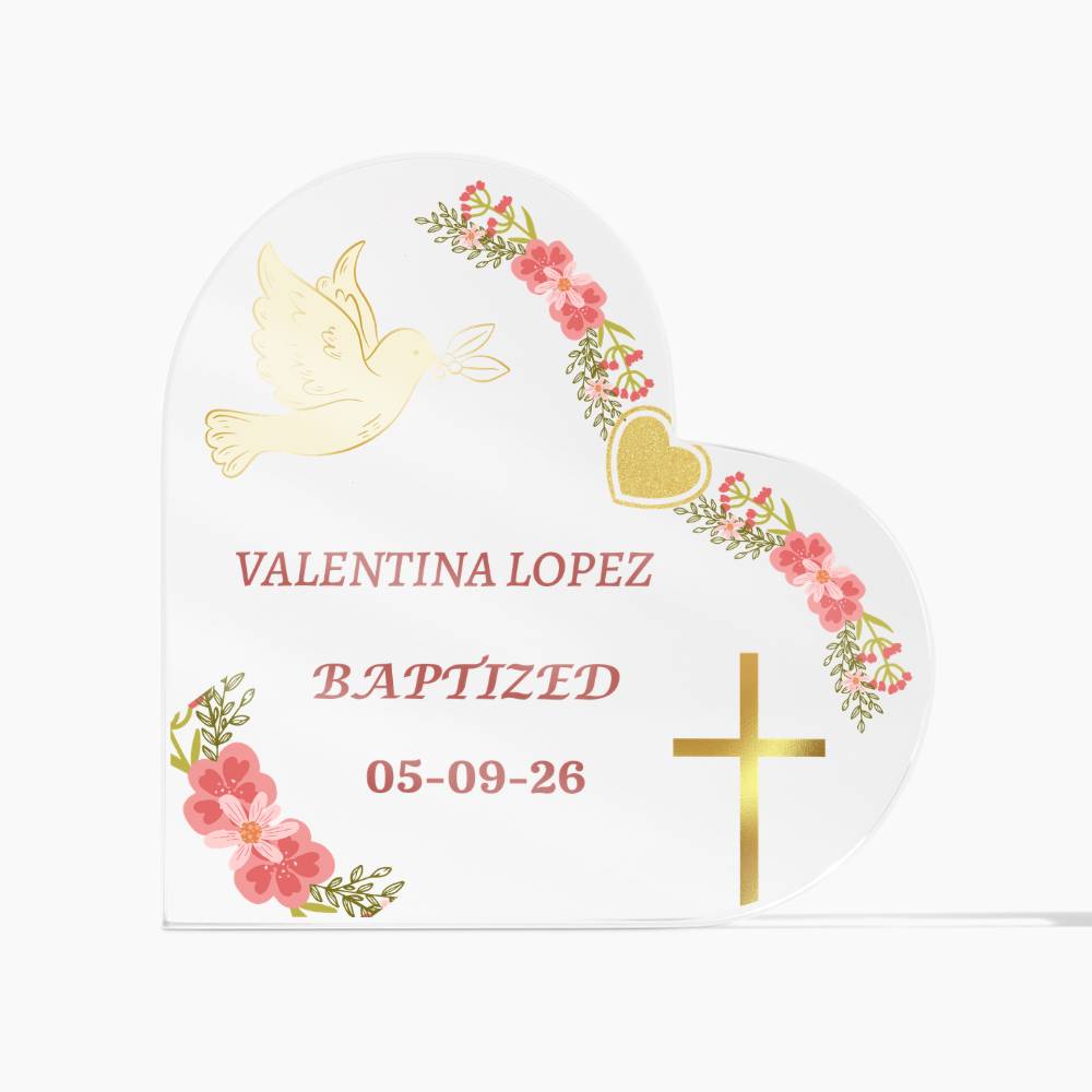 Personalized Baptism Acrylic Plaque, Baby Baptism Gift, Christening Keepsake, Custom Name Date Plaque, Religious Gift for Girl, Godchild Gift