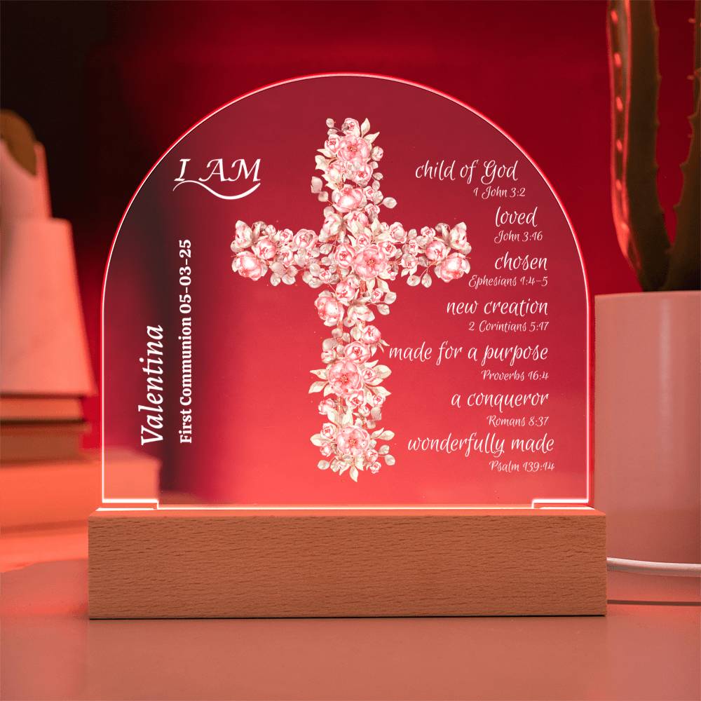 Personalized Acrylic Dome Plaque For Child | I AM with Bible Verses|Religious Event | Baptism | First Communion | Confirmation