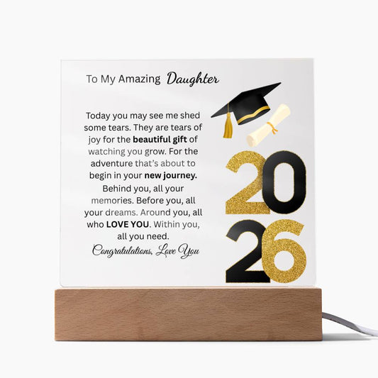 Personalized Amazing Daughter Acrylic Square Plaque (w/LED) Graduation 2026