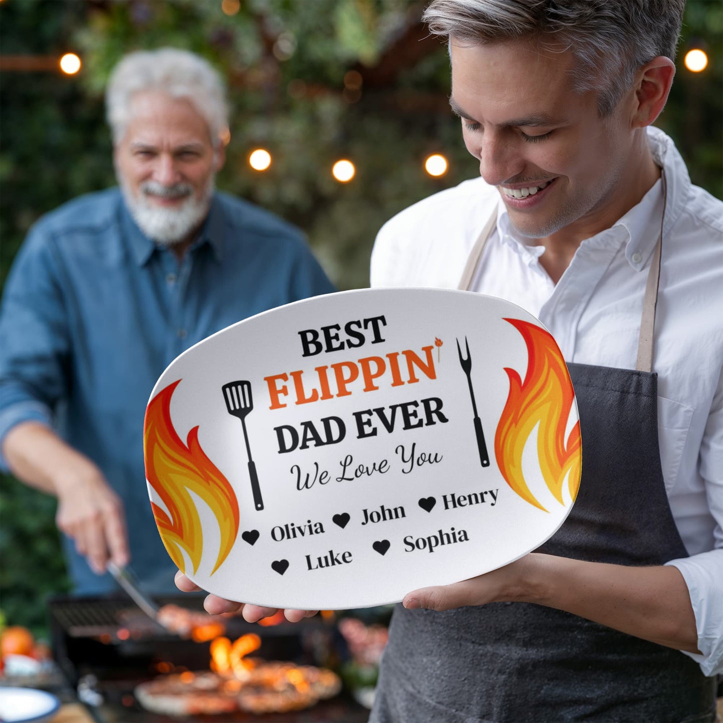 Best Flippin' Dad |We Love You |Personalized Custom Grill 10”x 14” Platter | Gifts For Dad