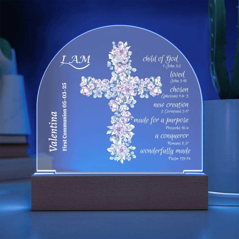 Personalized Acrylic Dome Plaque For Child | I AM with Bible Verses|Religious Event | Baptism | First Communion | Confirmation