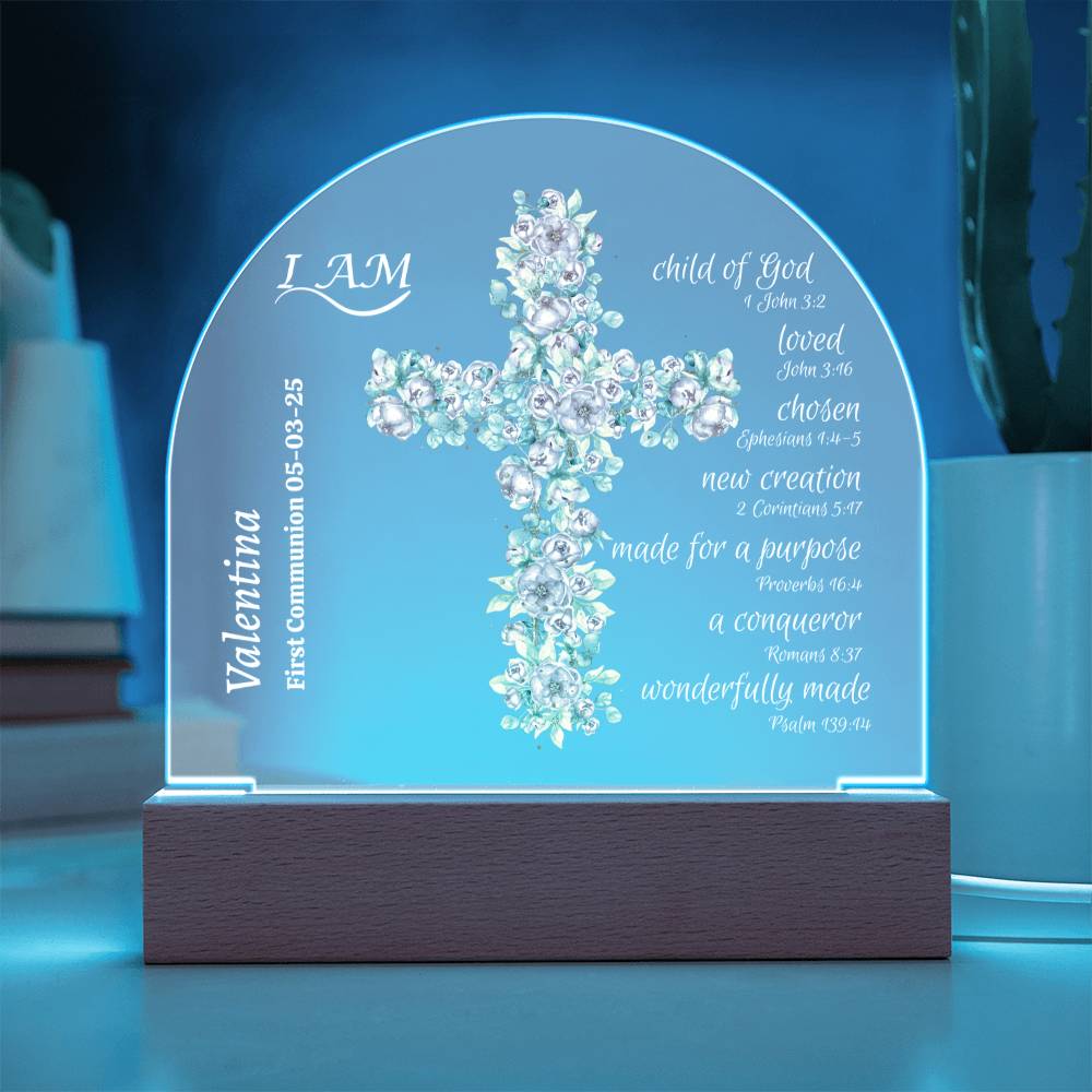 Personalized Acrylic Dome Plaque For Child | I AM with Bible Verses|Religious Event | Baptism | First Communion | Confirmation
