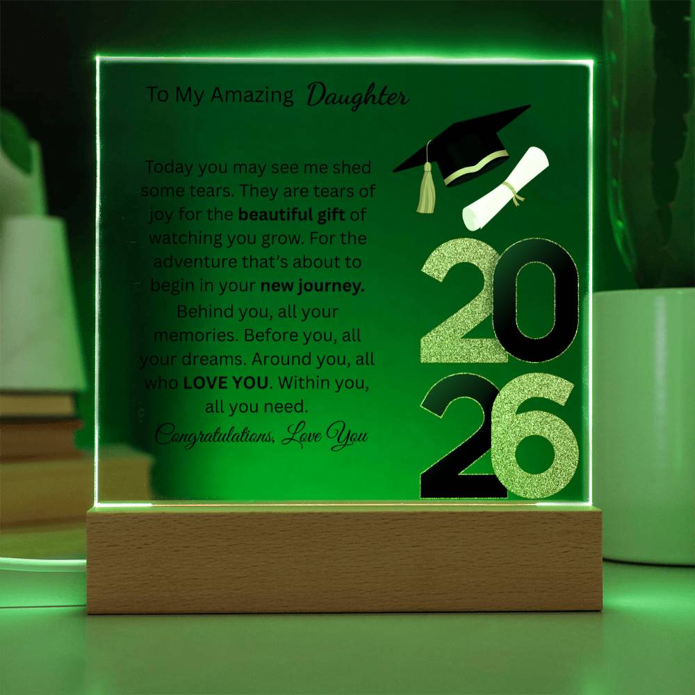 Personalized Amazing Daughter Acrylic Square Plaque (w/LED) Graduation 2026
