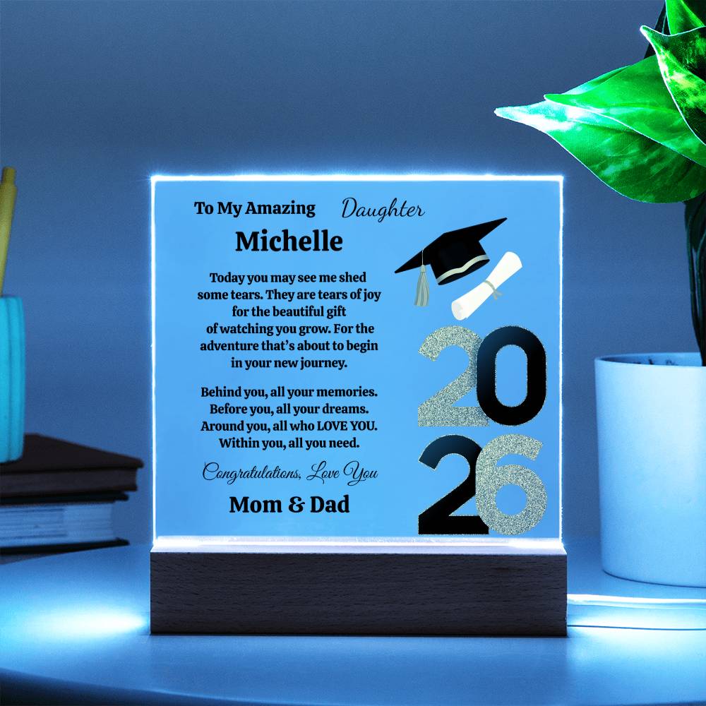 Personalized To My Daughter Graduation Acrylic Plaque With LED