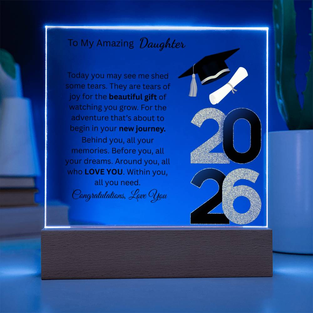 Personalized Amazing Daughter Acrylic Square Plaque (w/LED) Graduation 2026