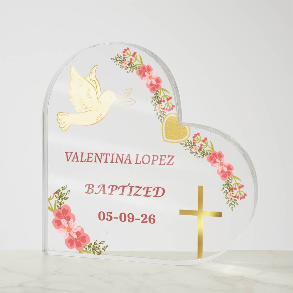 Personalized Baptism Acrylic Plaque, Baby Baptism Gift, Christening Keepsake, Custom Name Date Plaque, Religious Gift for Girl, Godchild Gift