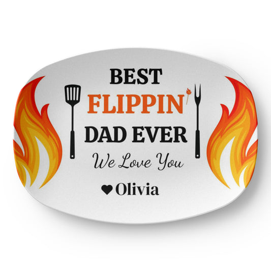 Best Flippin' Dad |We Love You |Personalized Custom Grill 10”x 14” Platter | Gifts For Dad