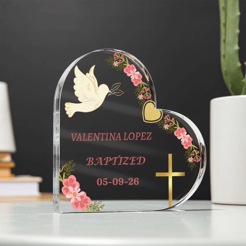 Personalized Baptism Acrylic Plaque, Baby Baptism Gift, Christening Keepsake, Custom Name Date Plaque, Religious Gift for Girl, Godchild Gift