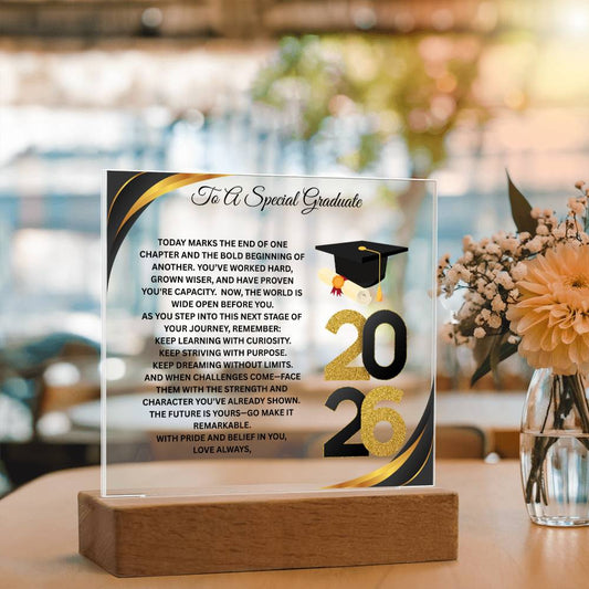 Personalized Graduation Acrylic Plaque Gift 2026 | LED Light Keepsake for Graduate | Inspirational Graduation Gift | Class of 2026 Gift | Senior Grad Decor