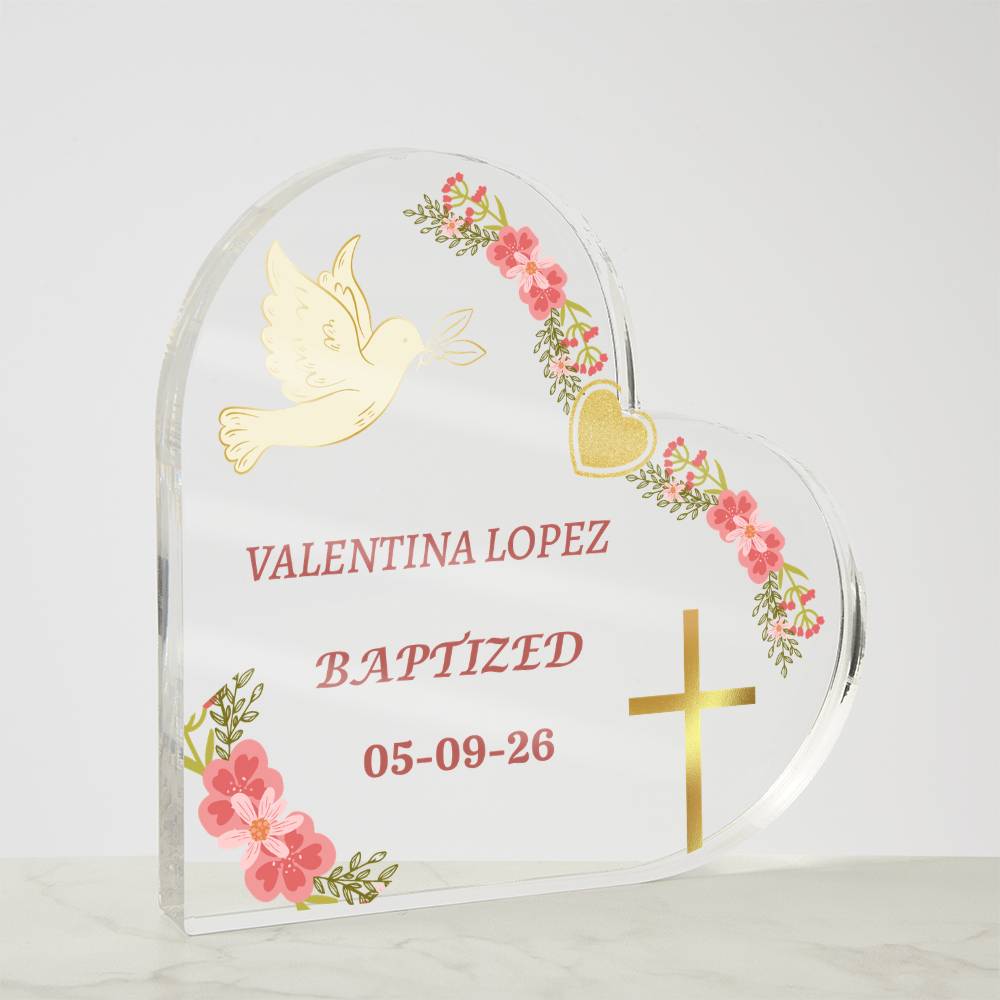 Personalized Baptism Acrylic Plaque, Baby Baptism Gift, Christening Keepsake, Custom Name Date Plaque, Religious Gift for Girl, Godchild Gift