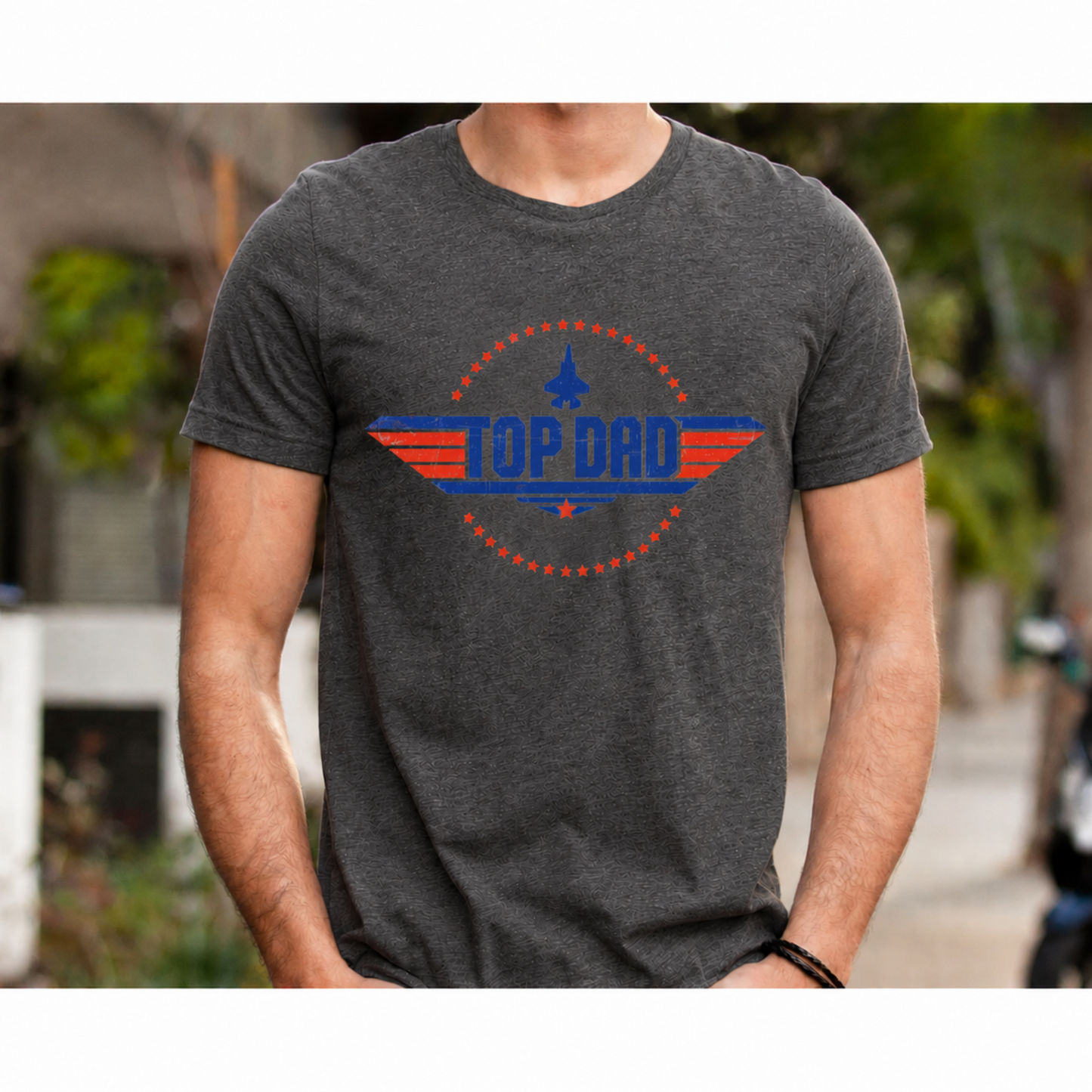 Top Dad T‑Shirt — Patriotic Fighter Jet Fathers Day Tee