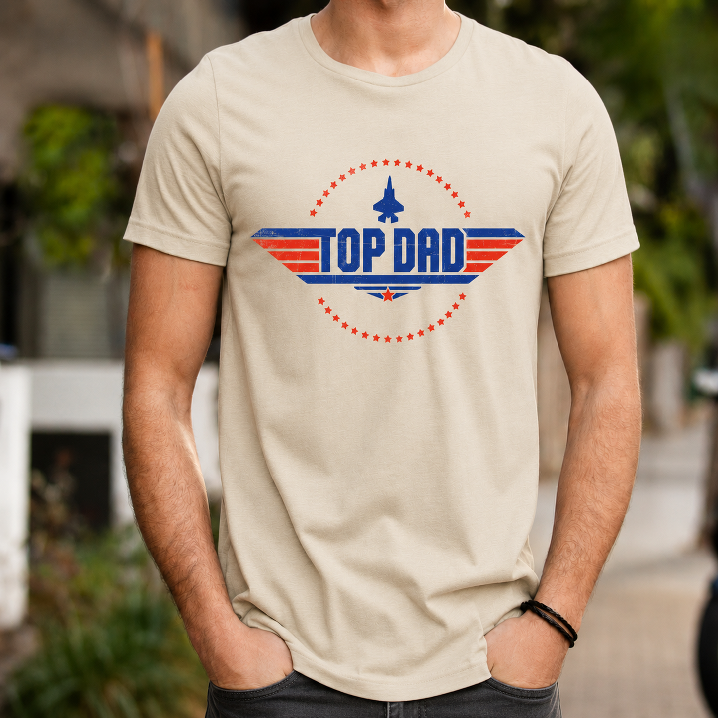 Top Dad T‑Shirt — Patriotic Fighter Jet Fathers Day Tee